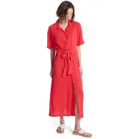 Roxy Island Escape Solid Short Sleeve Long Dress Rouge XS Femme