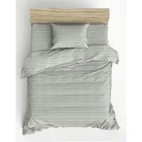 L'essentiel Maison , Stripe - Sage, parure de lit en satin pour lit simple XXL (DE), sauge, 100 % satin de coton, 155 x 155 cm