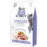 Brit Care Cat Grain-Free Sterlized Weight Control - hypoallergénique sans céréales de canard &amp; dinde pour chats adultes stérilisés et chats en surpoids - 2 kg