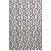 Homescapes Tapis d'extérieur résistant aux intempéries, gris et blanc, 180 x 270 cm, tapis de jardin Luna à motifs géométriques, tapis de balcon réversible