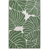 Homescapes Tapis d'extérieur résistant aux intempéries, vert et blanc, 180 x 270 cm, tapis de jardin Ada à motifs floraux, tapis de balcon réversible