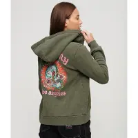 Superdry Tattoo Rhinestone Full Zip Sweatshirt Vert 2XS Femme