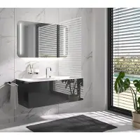 Emco MI 290 Miroirs lumineux Miroirs lumineux MI avec coins arrondis et 2 bandes lumineuses à gauche et à droite, avec fonction mémoire, avec éclairage du plan de toilette, hauteur 800mm, 449829003