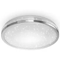 B.K.Licht Plafonnier LED IReproduction étoilé I Platine LED 24W I 2200lm I blanc neutre 4000K I finition chrome I Ø380mmm I éclairage plafond