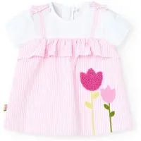Boboli Poplin Striped Sleeveless Dress Rose 1 Months Fille
