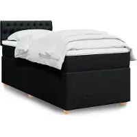 vidaXL Lit boxspring avec matelas noir 80x200 cm tissu