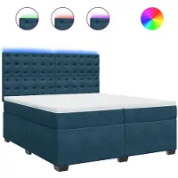 vidaXL Lit boxspring avec matelas bleu 200x200 cm velours