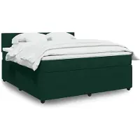 vidaXL Lit boxspring avec matelas vert foncé 180x200 cm velours