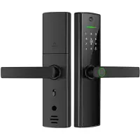 INF Serrure de porte intelligente Tuya WiFi avec judas, empreinte digitale, mot de passe et clé pour portes en bois intérieures
