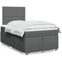 vidaXL Lit boxspring avec matelas gris foncé 120x200 cm Tissu