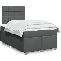 vidaXL Lit boxspring avec matelas gris foncé 120x200 cm Tissu