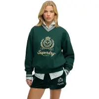 Superdry pour femme. W2012589A Sweat-shirt Country Club vert (M), Casuel, Coton