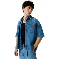 GUESS Jeans Chemise à Manches Courtes M6gh52d5m5t Oversize Cropped