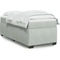 vidaXL Lit boxspring avec matelas gris clair 100x200 cm velours