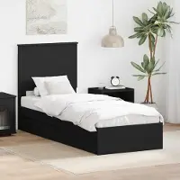 vidaXL Lit de rangement Noir 75 x 190 cm Bois composite