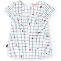 Boboli Poplin Check Short Sleeve Dress Blanc 6 Months Fille