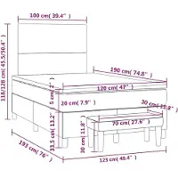 vidaXL Lit boxspring avec matelas bleu foncé 120x190 cm velours