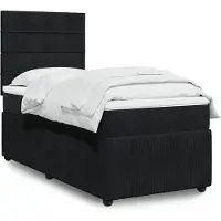 vidaXL Lit boxspring avec matelas noir 100x200 cm velours