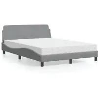 vidaXL Lit avec matelas "Dover" gris clair 120x200 cm Tissu