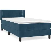 vidaXL Lit boxspring avec matelas bleu foncé 100x200 cm velours