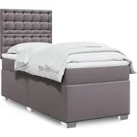 vidaXL Lit boxspring avec matelas Gris 100x200 cm similicuir