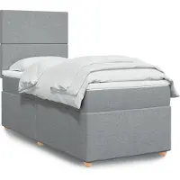 vidaXL Lit boxspring avec matelas gris clair 90x190 cm Tissu