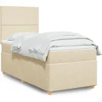 vidaXL Lit boxspring avec matelas Crème 80x200 cm Tissu