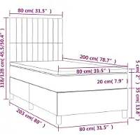 vidaXL Lit boxspring avec matelas & LED gris clair 80x200 cm velours