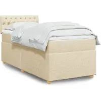 vidaXL Lit boxspring avec matelas Crème 100x200 cm Tissu