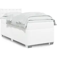 vidaXL Lit boxspring avec matelas blanc 90x190 cm similicuir