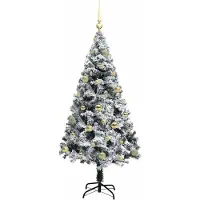 vidaXL Arbre de Noël artificiel avec 150 LEDs avec support blanc 150 cm