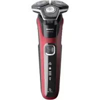 Philips SHAVER Series 5000 S5883/10, rasoir rotatif, noir, rouge, boutons, LED, batterie / USB, 60 min