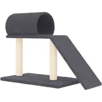 vidaXL Arbre à chat avec tunnel et rampe Gris foncé 55,5 cm