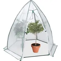 Relaxdays Tente d'hivernage , serre en film plastique, dimensions : 185 x 180 x 160 cm, protection hivernale pour plantes, porte et fenêtre, transparente