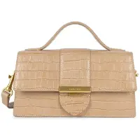 Lancaster Sacs à main 'Lancaster Sac baguette A rabat avec fermoir M Croco Ily Naturel' beige