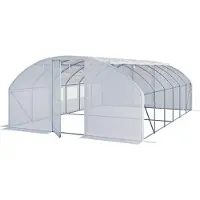 TOOLPORT Serre tunnel Premium 4x6m avec porte pivotante, bâche PE 180 g/m² blanc transparent