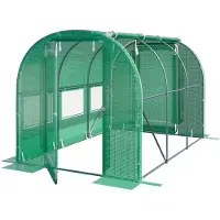 TOOLPORT Serre tunnel Premium 2x3m avec porte pivotante, bâche PE 180 g/m² vert transparent