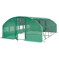 TOOLPORT Serre tunnel Premium 4x6m avec porte pivotante, bâche PE 180 g/m² vert transparent
