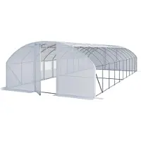 TOOLPORT Serre tunnel Premium 4x10m avec porte pivotante, bâche PE 180 g/m² blanc transparent