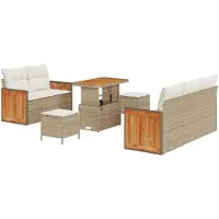 vidaXL Ensemble de canapés de jardin , 8 pièces, 8 places, beige et crème