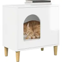 vidaXL Maison pour chats Blanc brillant 51 x 30 x 52 cm Bois composite