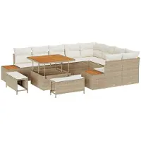 vidaXL Ensemble de canapés de jardin , 12 pièces, 11 places, beige et crème