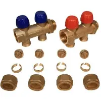 Wavin Tigris Fordelerrørssaet 1" 2vejs Incl. 20x2,0 mm Pex koblingssaet