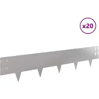 vidaXL Bordure de jardin, 20 pièces, 100 x 20 cm, acier, argenté