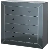 Casa Padrino Commode de luxe en verre miroir avec 4 tiroirs Noir 100 x 47 x H. 100 cm - Meubles de luxe