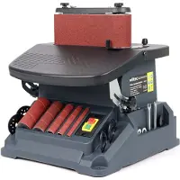 Wiltec Ponceuse oscillante 2 en 1 Bande et Cylindre 500W inclinable 45° Course 16mm 5x Manchons 2000 tr/min Ponçage à bande Meulage Surface Polisseuse Outillage Atelier électroportatif Chanfrein