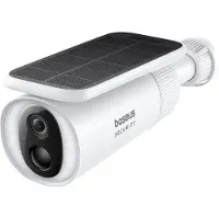 Baseus Caméra de surveillance avec panneau solaire S1, 2K HD, détection IA, suivi solaire automatique, vision nocturne, batterie 10 400 mAh, audio bidirectionnel, IP67