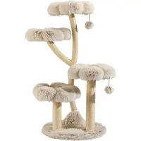 Fudajo Arbre à chat design 59 x 59 x 123 cm, arbre à chat avec peluche et sisal, arbre à grimper pour chats, arbre à chat avec balles