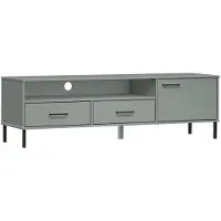 vidaXL Armoire TV OSLO avec pieds métalliques gris Pin massif