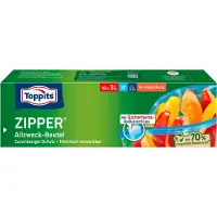 Toppits 18 sacs de congélation ZIPPER 3,0 l, Emballage alimentaire, Transparent